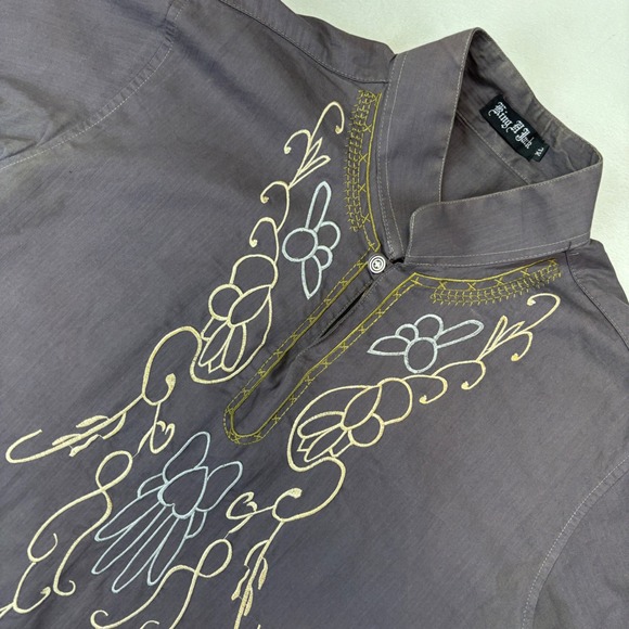 King N Jack Other - King N Jack Tunic Shirt Mens XL Charcoal Gray Excellent Embroidered Boho Henley
